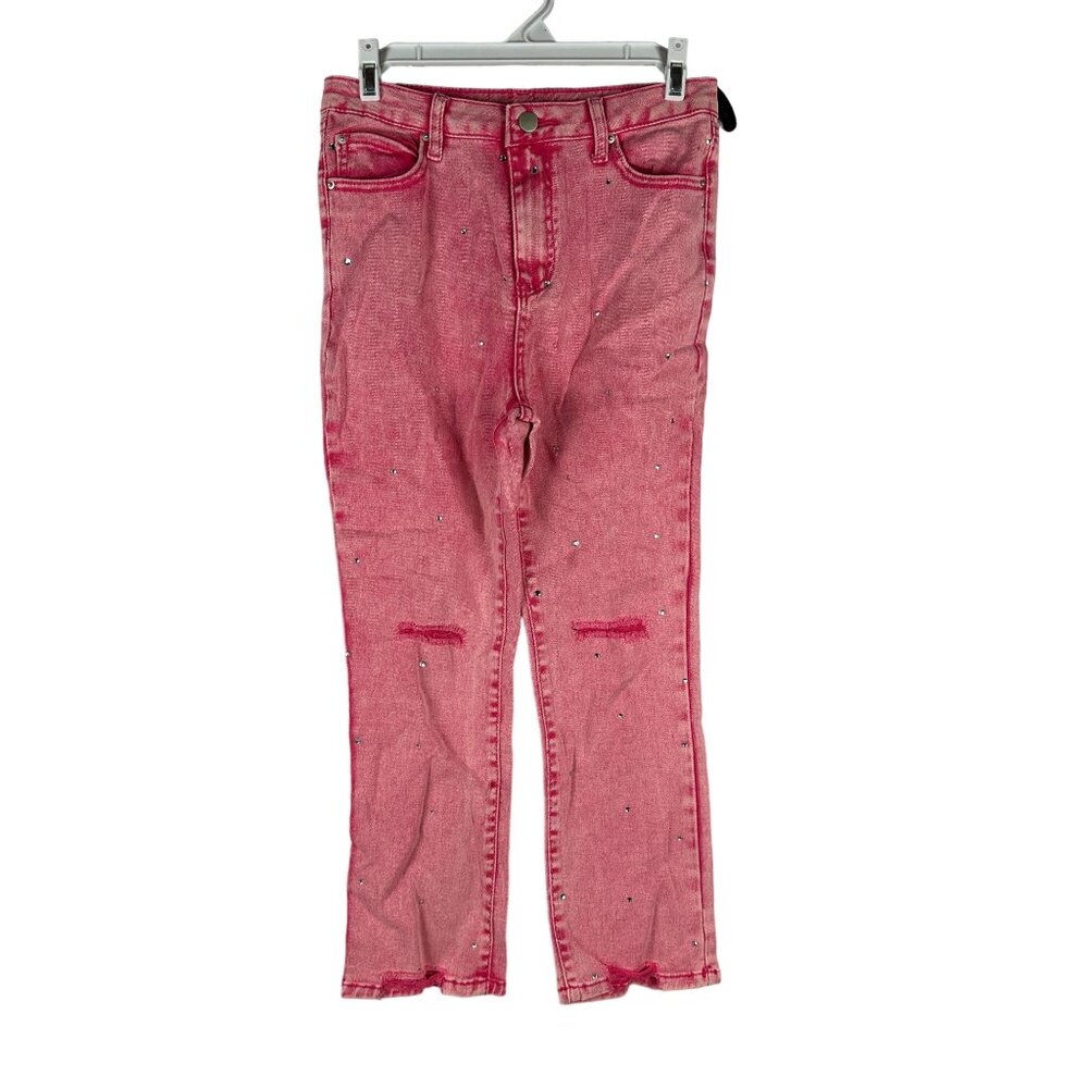 Pink Denim Jeans With Rhinestone Accents - Size S - Blueb Collection